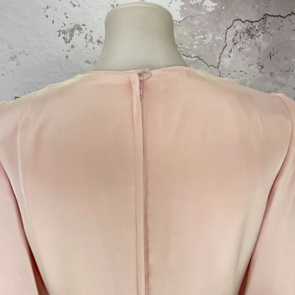 Vintage David Hayes Silk Pink Tiered Shift Midi Dress 8 - Picture 6 of 10